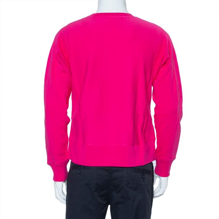مملوكة مسبقًا Gucci Pink Cotton Teddy Bear Applique Crewneck Sweatshirt S