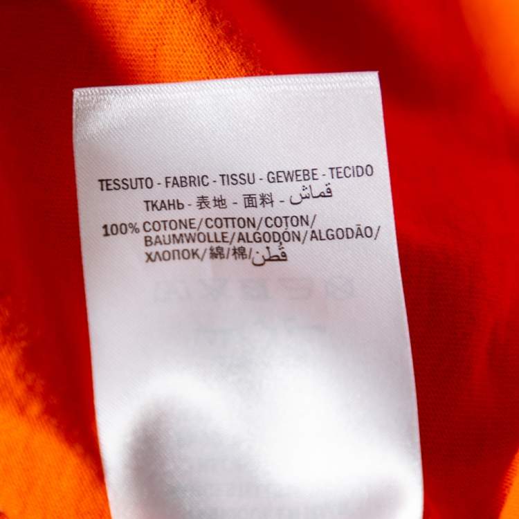 Pre Owned Gucci Orange Logo Printed Cotton Distressed Crewneck T-Shirt S