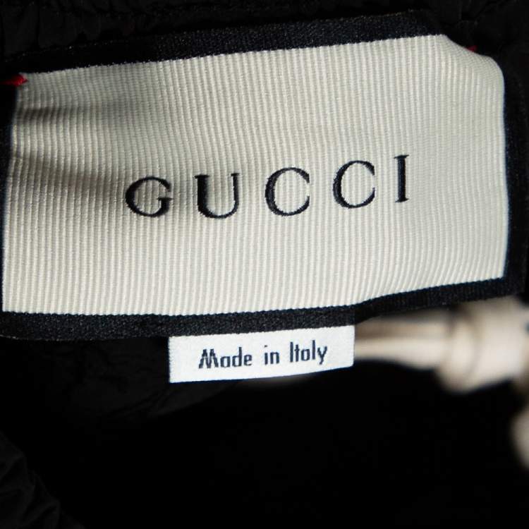 Pre Owned Gucci Black Web Stripe Printed Synthetic Joggers XS