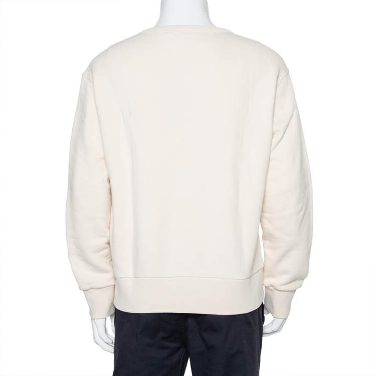 مملوكة مسبقًا Gucci Cream Mouth Printed Cotton Crewneck Sweatshirt S