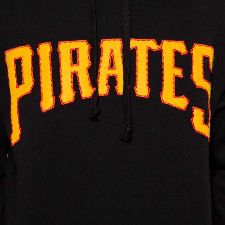 Pre Owned Gucci Black Cotton Logo Pirates Patch Oversized Hoodie S