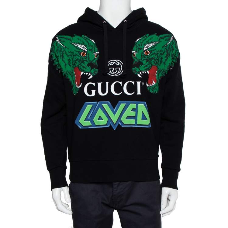 Gucci Black Logo Loved Printed Cotton Hoodie XS Gucci | The Luxury Closet