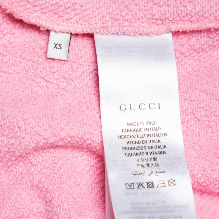 Pre Owned Gucci Pink Cotton Logo Dragon Embroidered Hoodie XS