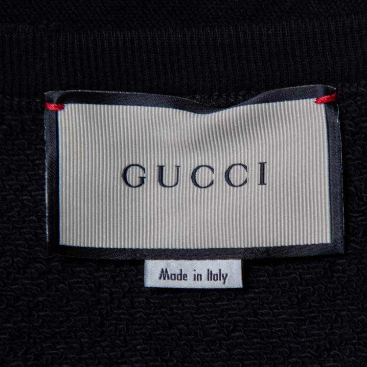 Pre Owned Gucci Black Vintage Logo Print Cotton Sweatshirt S