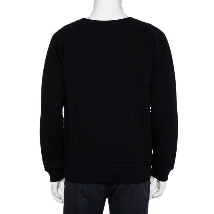 Pre Owned Gucci Black Logo Printed Cotton Leopard Applique Detail Sweatshirt S
