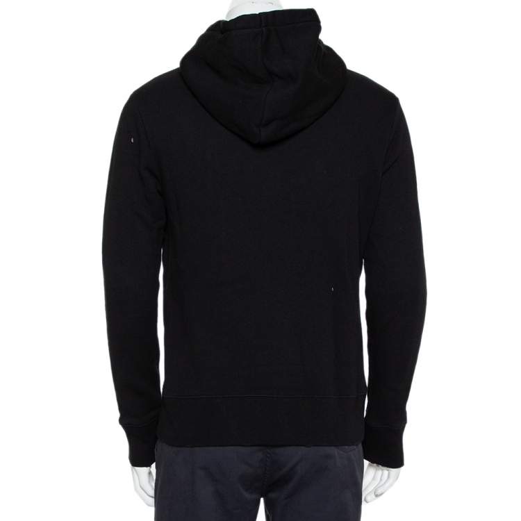 Pre Owned Gucci Black Vintage Logo Print Cotton Hooded Sweatshirt S