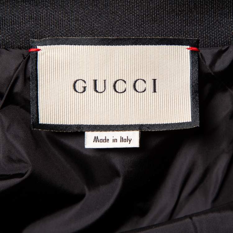 Pre Owned Gucci Black & Cream Jersey Shoulder Strip Detail Oversized Technical Jacket XS