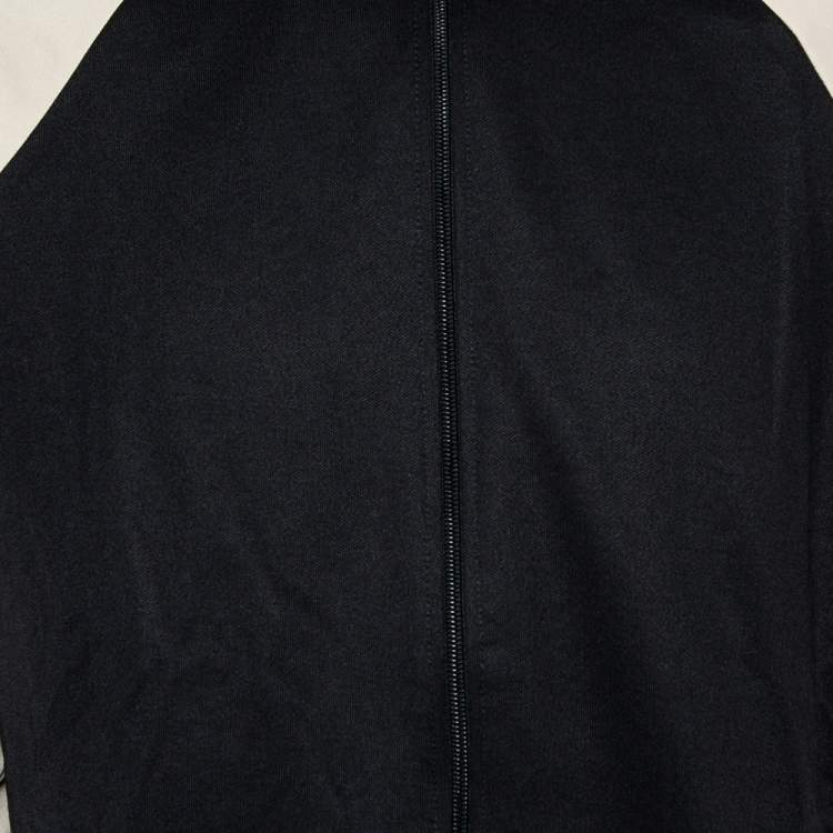 Pre Owned Gucci Black & Cream Jersey Shoulder Strip Detail Oversized Technical Jacket XS