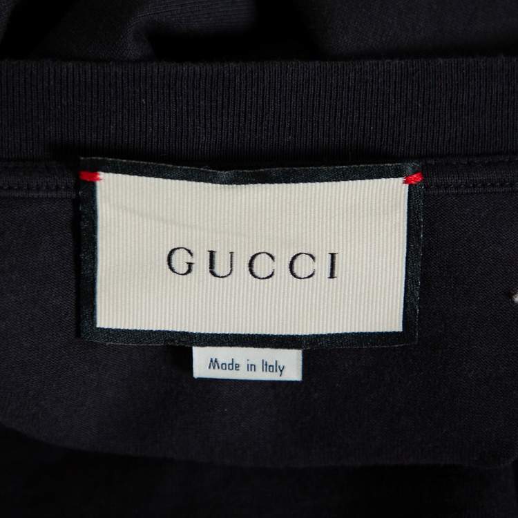 Pre Owned Gucci Black Band Print Cotton Oversized T-Shirt S