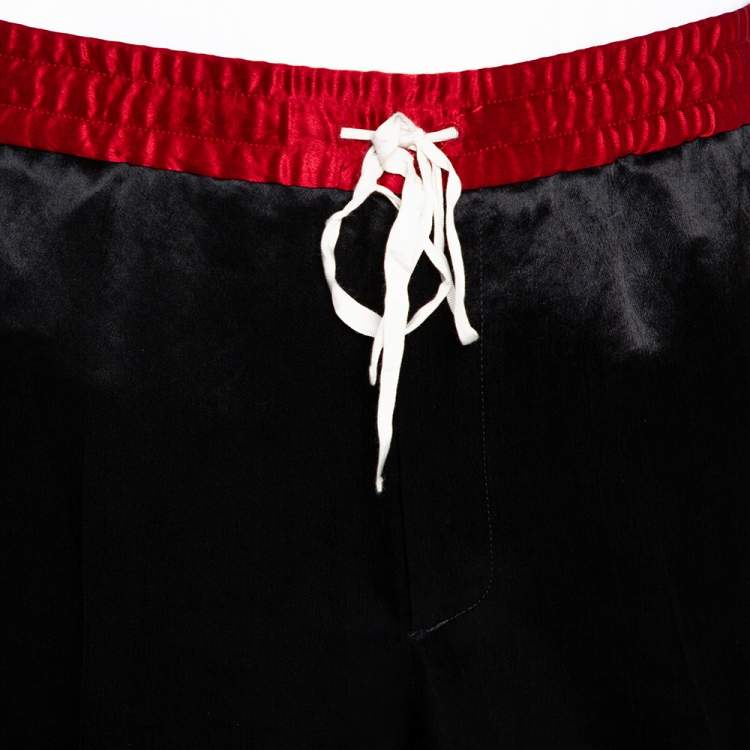 Pre Owned Gucci Black Sateen Side Strip Detail Track Pants M 