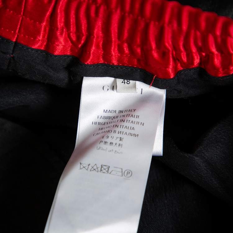 Pre Owned Gucci Black Sateen Side Strip Detail Track Pants M 