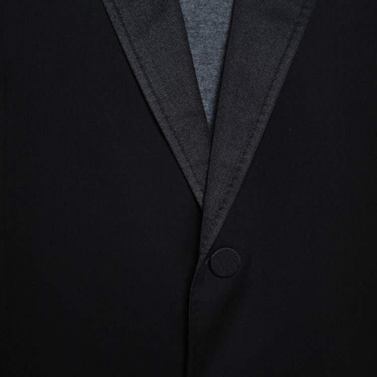 Pre Owned Gucci Black Wool Contrast Collar & Strip Detail Regular Fit Suit 3XL