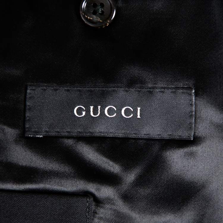 Pre Owned Gucci Black Wool Contrast Collar & Strip Detail Regular Fit Suit 3XL