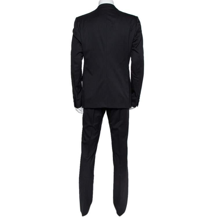 Pre Owned Gucci Black Wool Contrast Collar & Strip Detail Regular Fit Suit 3XL