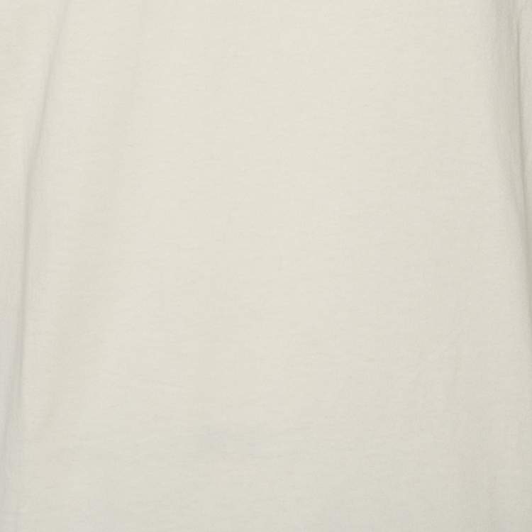 Pre Owned Gucci Cream Logo Printed Cotton Oversized Crewneck T-Shirt XS