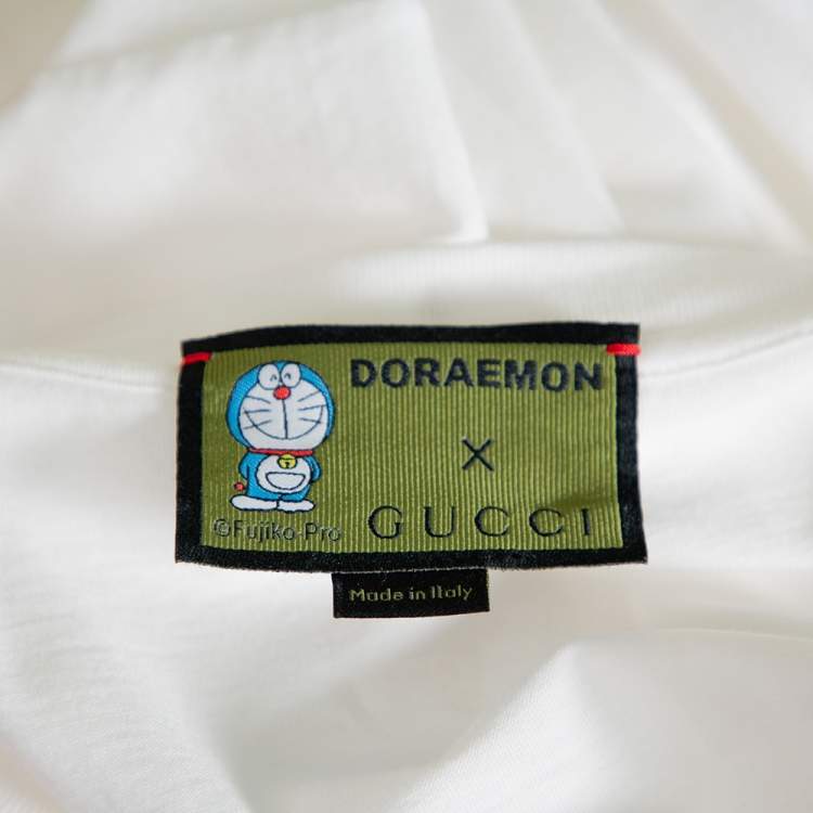 Pre Owned Gucci  X Doraemon White Printed Cotton Crewneck Oversized T-shirt M