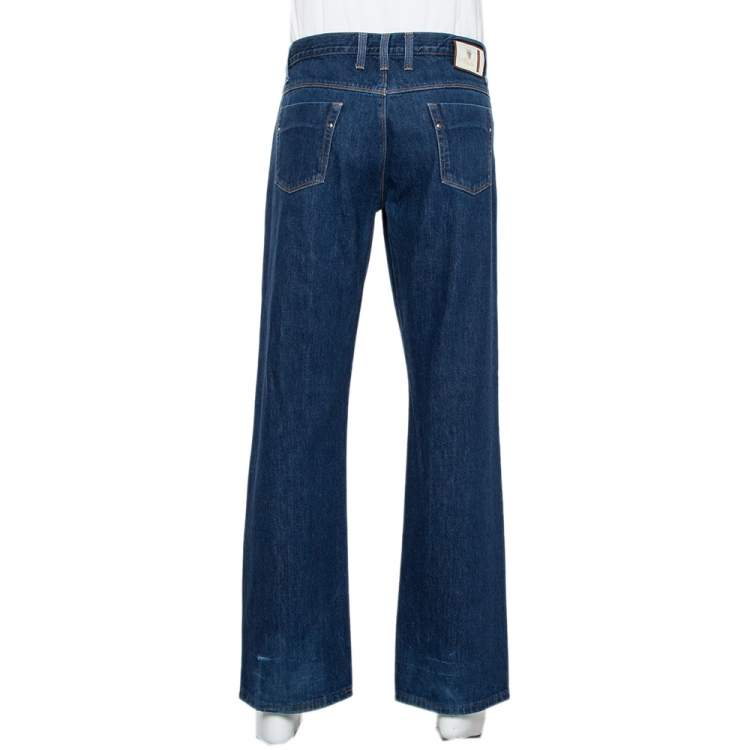 Pre Owned Gucci Navy Blue Denim Straight leg Jeans 3XL