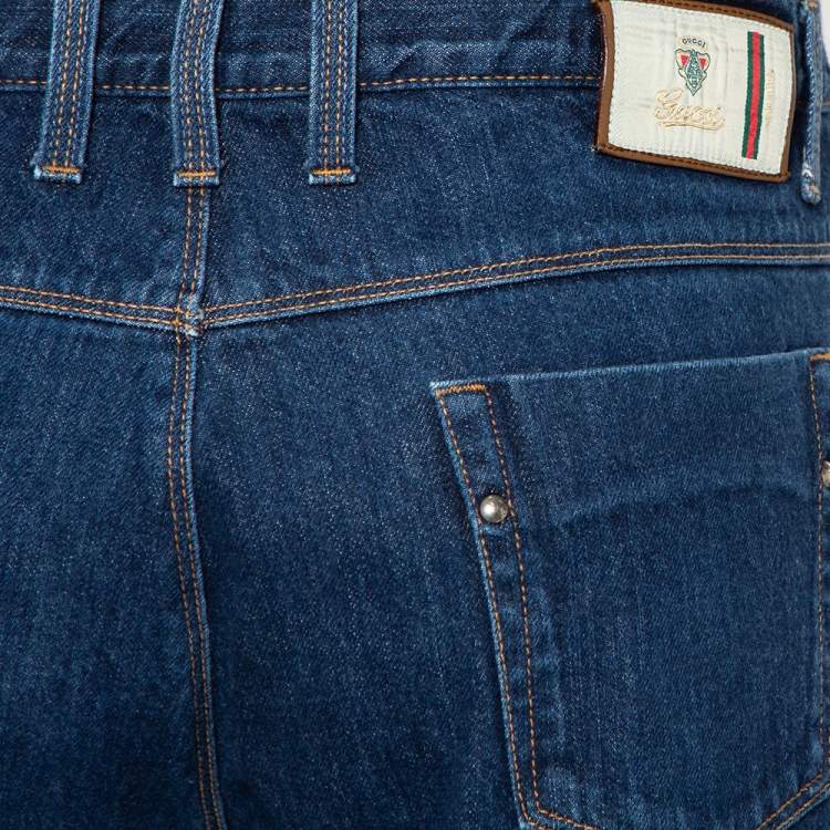 Pre Owned Gucci Navy Blue Denim Straight leg Jeans 3XL