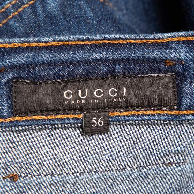 Pre Owned Gucci Navy Blue Denim Straight leg Jeans 3XL