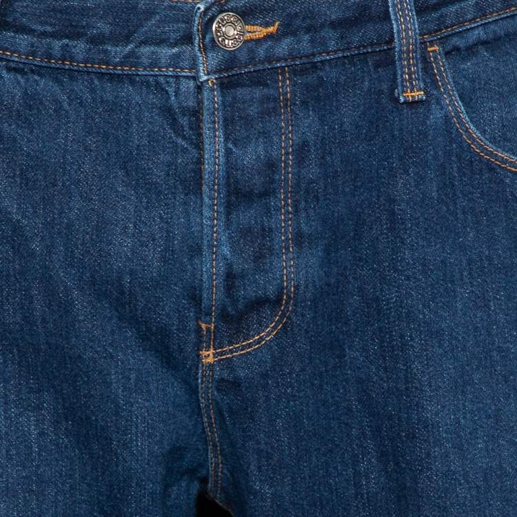 Pre Owned Gucci Navy Blue Denim Straight leg Jeans 3XL