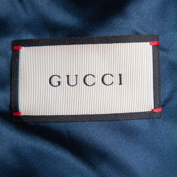 Pre Owned Gucci Multicolor Silk Satin Panther Applique Detail Bomber Jacket XXL