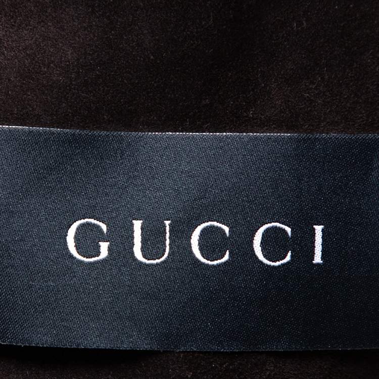 Pre Owned Gucci Brown Suede Button Front Long Jacket 3XL