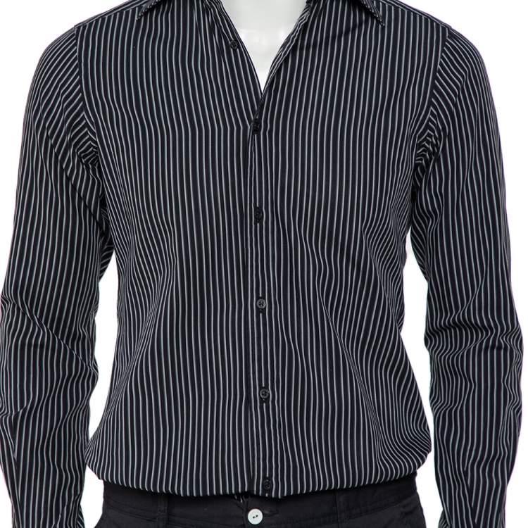 مملوكة مسبقًا Gucci Black Striped Cotton Button Front Shirt S