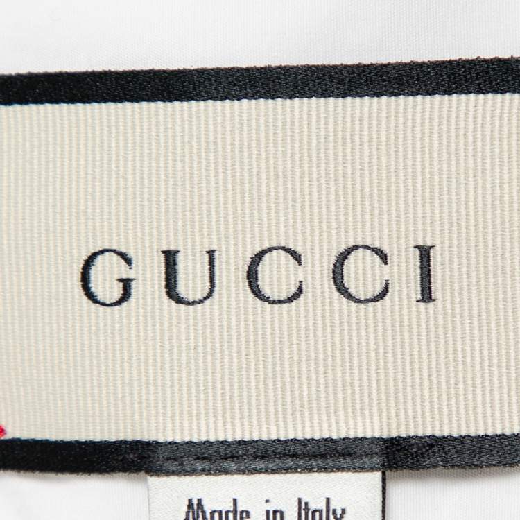 Pre Owned Gucci White Cotton Snake Embroidered Collar Duke Shirt L