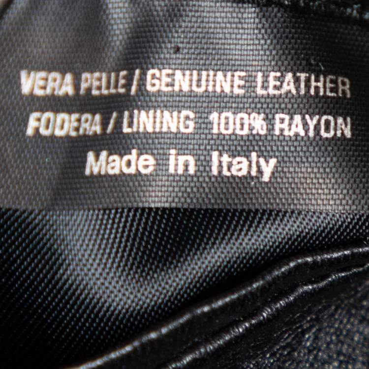 Pre Owned Gucci Black Leather Button Front Blazer 3XL 