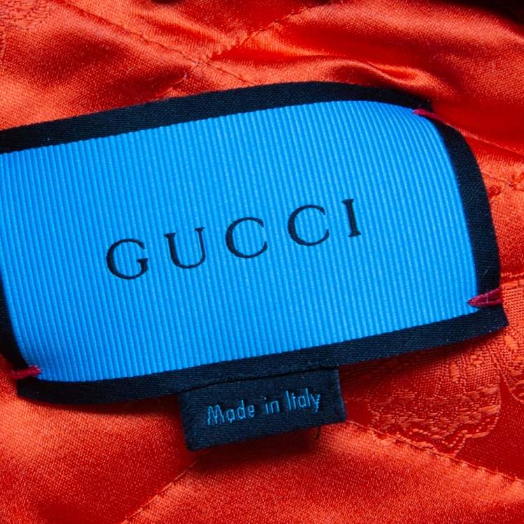 Pre Owned Gucci Metallic Ghost Handpainted Synthetic & Fur Trim  Bomber Jacket XXL