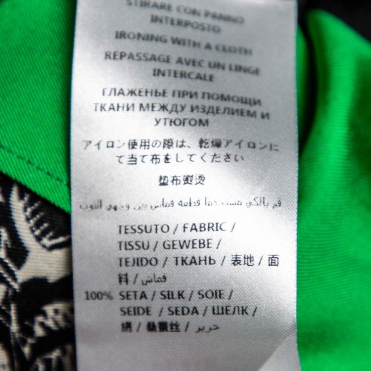 Pre Owned Gucci Green Cat Print Silk Bowling Shirt M