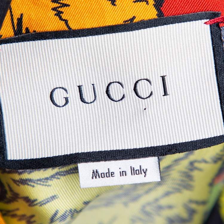 Pre Owned Gucci Multicolor Panther Print Silk Bowling Shirt S