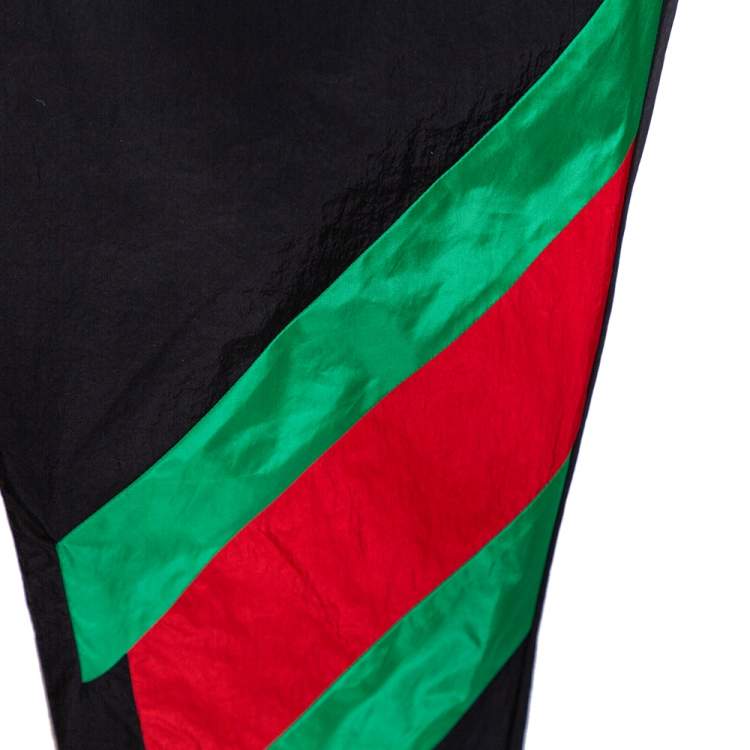 Pre Owned Gucci Black Synthetic Stripe Paneled Track Pants S