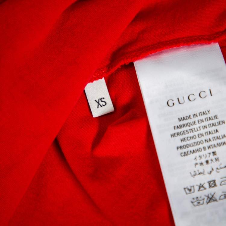 Pre Owned Gucci Red Tiger Head Print Crewneck T-Shirt XS