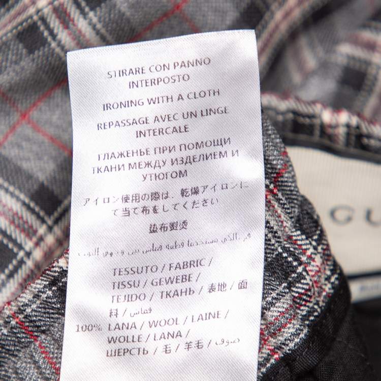 Pre Owned Gucci Grey Checkered Wool Track Pants S