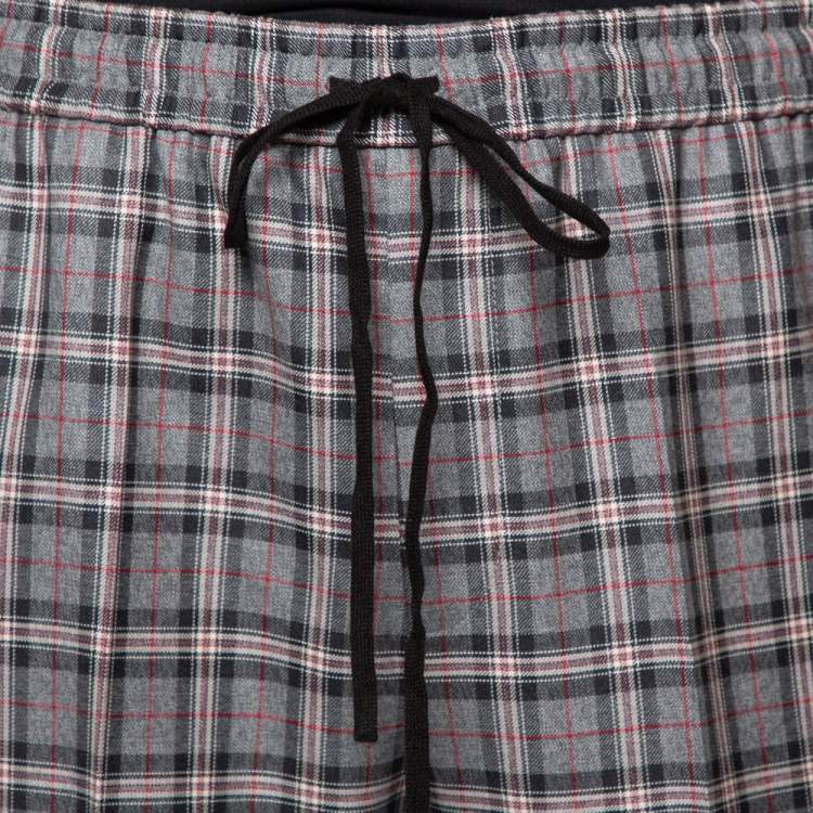 Pre Owned Gucci Grey Checkered Wool Track Pants S