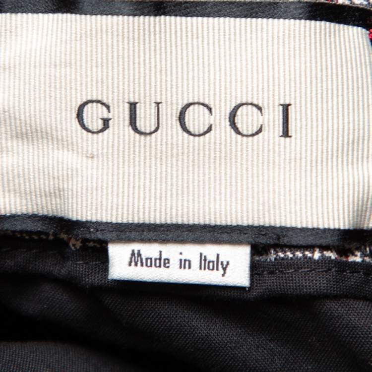 Pre Owned Gucci Grey Checkered Wool Track Pants S