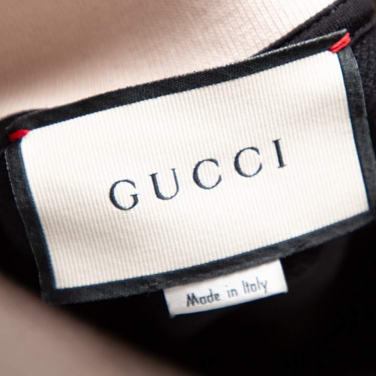 Pre Owned Gucci Black Cotton Pique Contrast Collar Trim Polo T-Shirt L