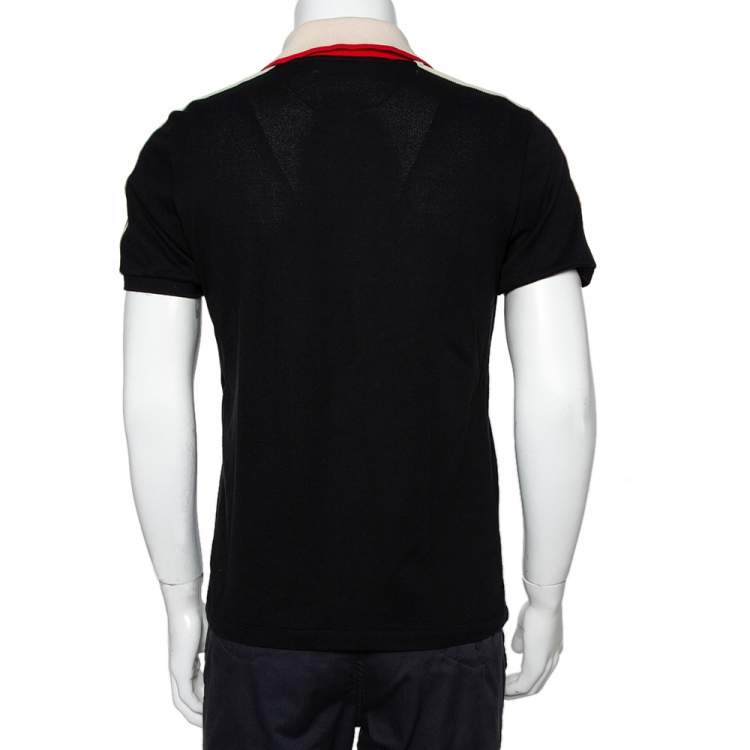 Pre Owned Gucci Black Cotton Pique Contrast Collar Trim Polo T-Shirt L