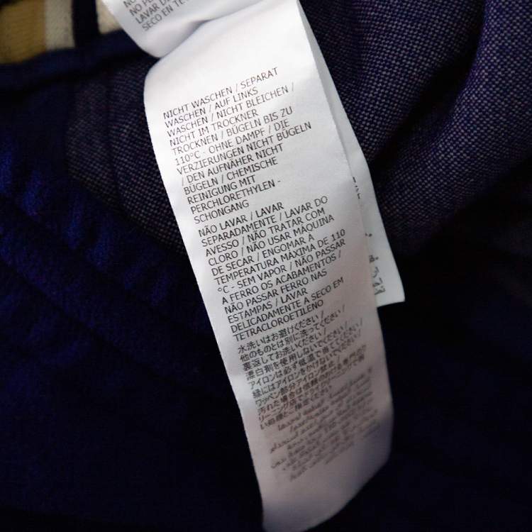 Pre Owned Gucci Blue Wool Logo Side Strip Detail Cropped Track Pants M