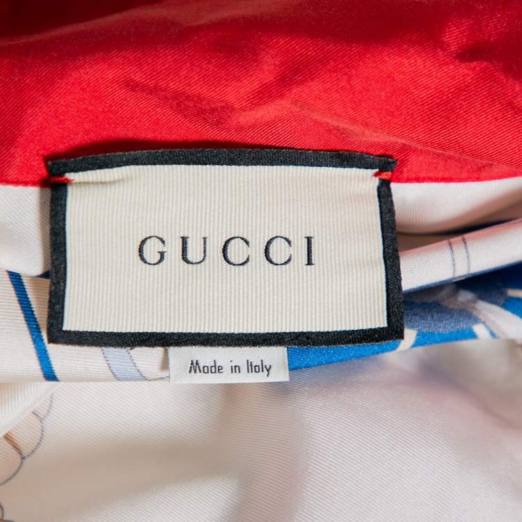 مملوكة مسبقًا Gucci Cream & Red Nautical Printed Silk Oversized Bowling Shirt XS