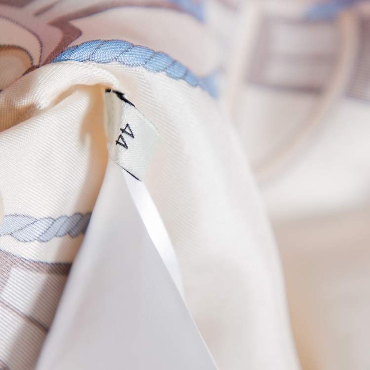مملوكة مسبقًا Gucci Cream & Red Nautical Printed Silk Oversized Bowling Shirt XS