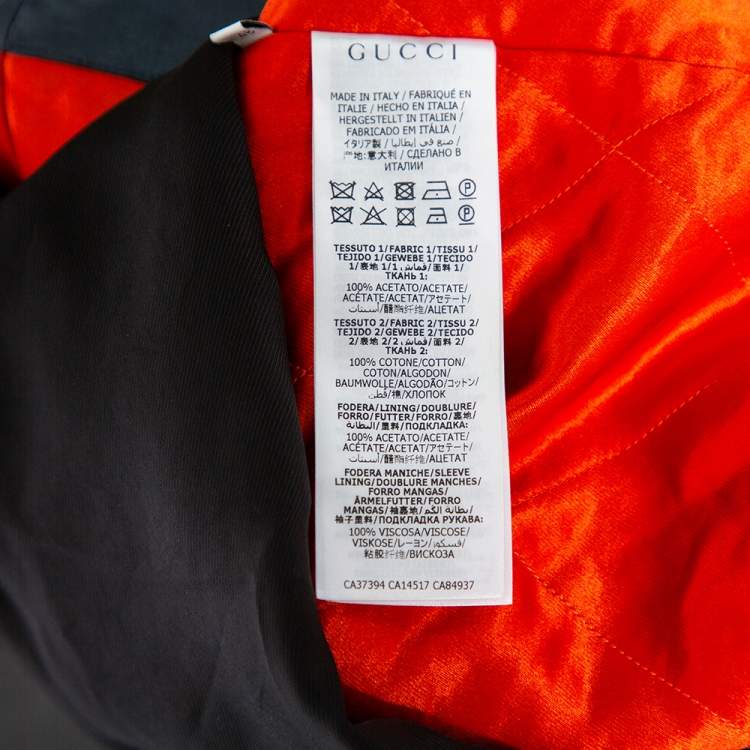 Pre Owned Gucci Dark Green Sateen Worldwide Patch Detail Oversized Shirt Jacket M