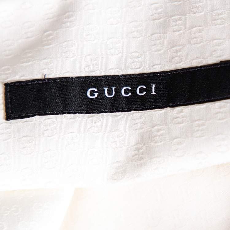 Pre Owned Gucci White Logo Jacquard Cotton Button Front Shirt M 