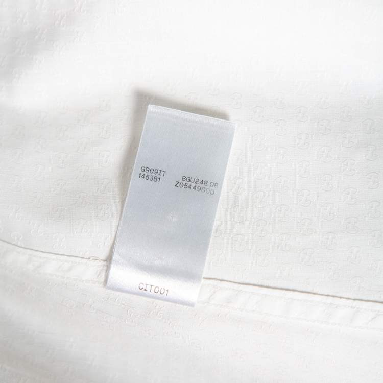 Pre Owned Gucci White Logo Jacquard Cotton Button Front Shirt M 