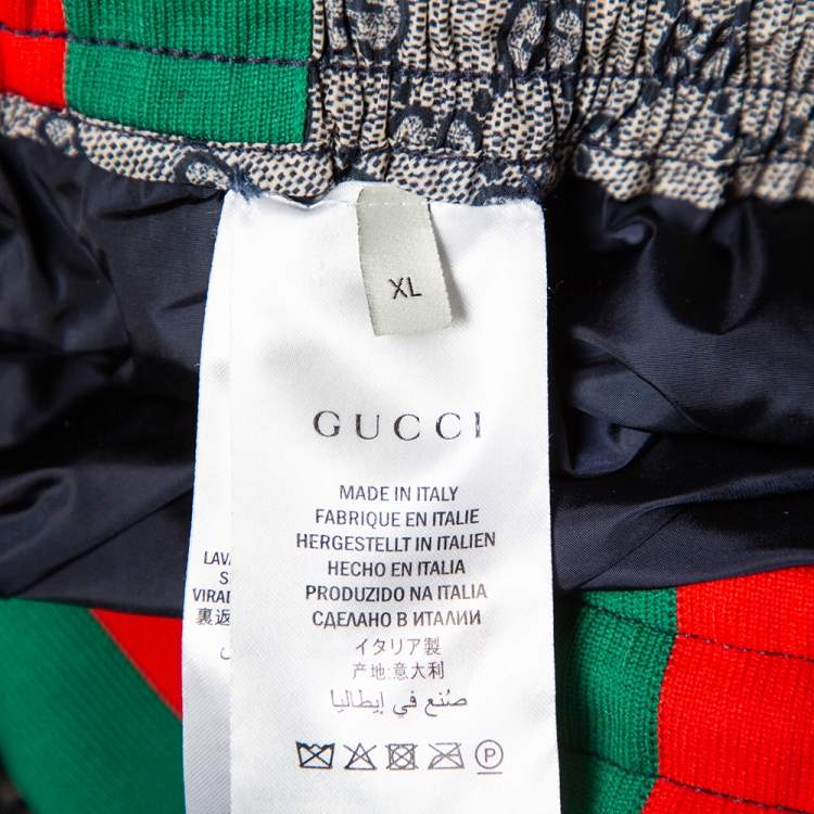 Pre Owned Gucci Beige Logo Printed Web Stripe Detail Joggers XL