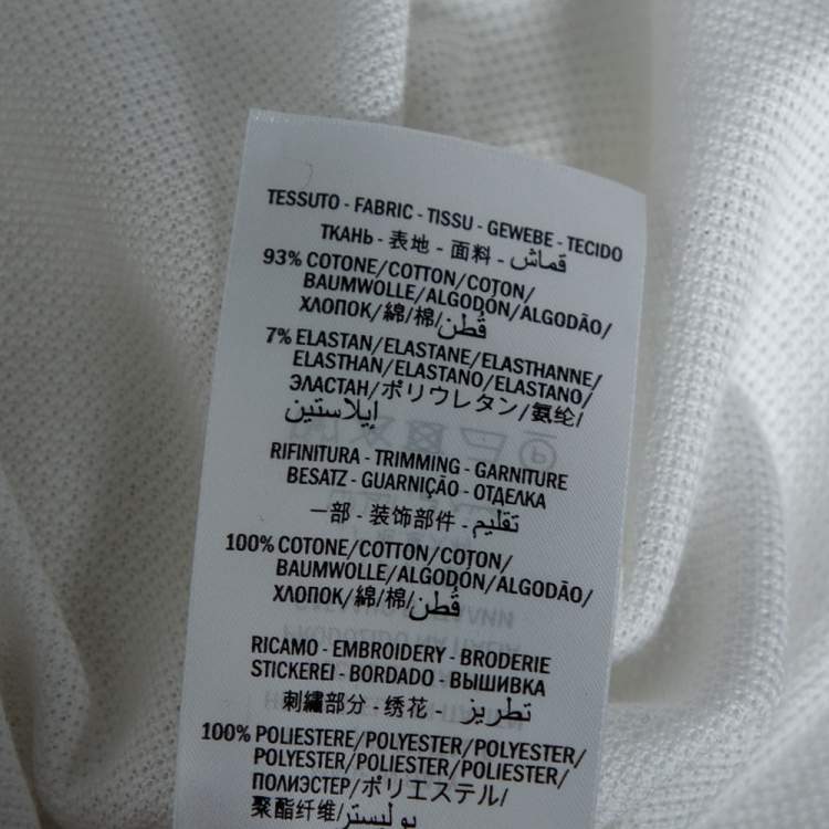 مملوكة مسبقًا Gucci White Cotton Pique Embroidered Collar Polo T-shirt L
