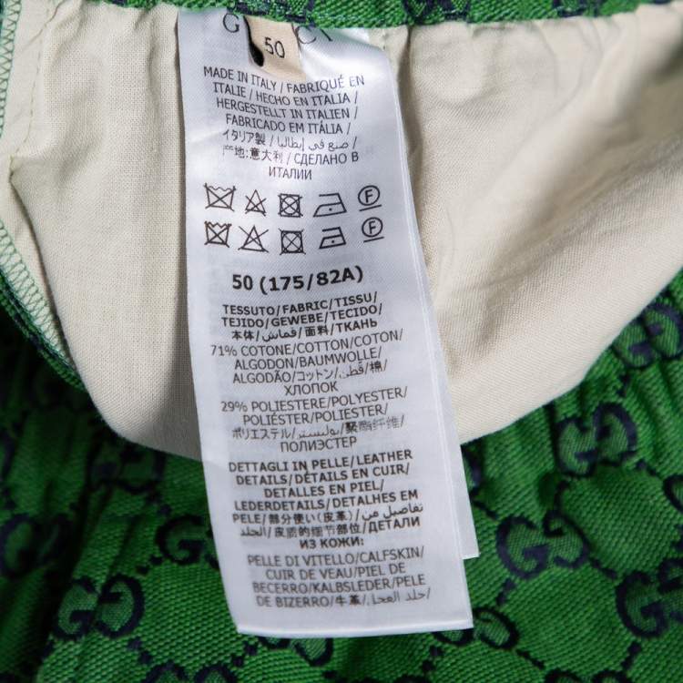 Pre Owned Gucci Green Logo Cotton Jacquard Shorts L