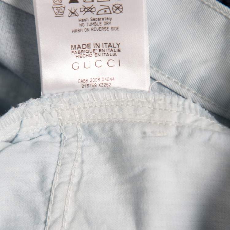 Pre Owned Gucci Blue Cotton Regular Fit Trouser L