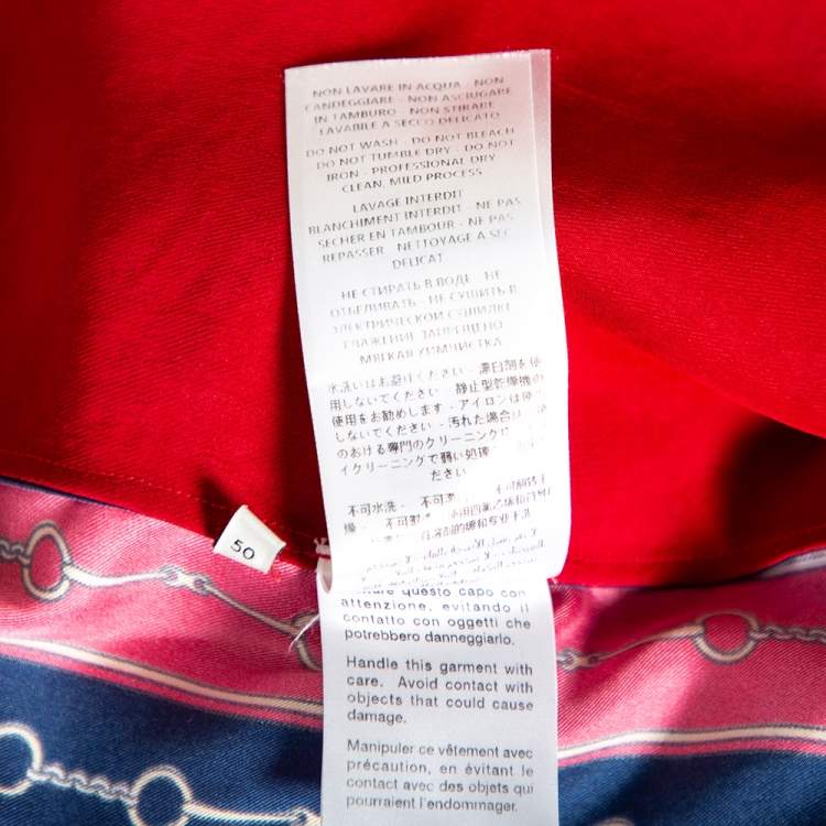 Pre Owned Gucci Red Silk Blend Print Detail Bowling Shirt L